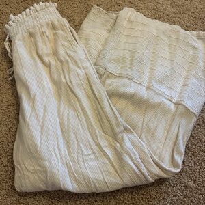 American Eagle Outfitters Butter Yellow Smocked Vacation Waist Wide-Leg Pants